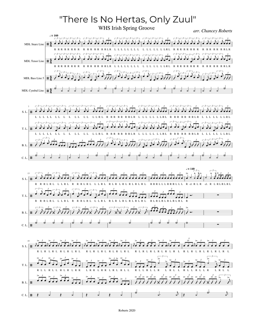 There Is No Hertas, Only Zuul Sheet music for Snare drum, Crash, Tenor