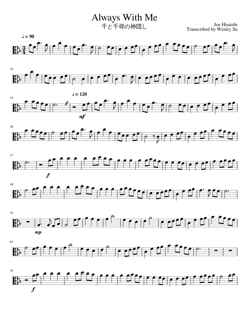 Always With Me Sheet music for Viola (Solo) | Musescore.com
