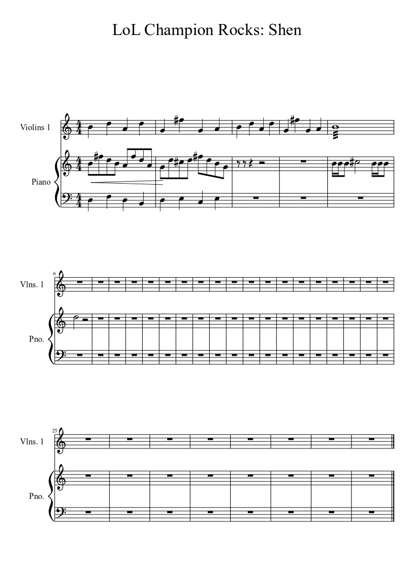 LoL Champion Rocks: Shen Sheet music for Piano (Solo) | Download and print  in PDF or MIDI free sheet music | Musescore.com