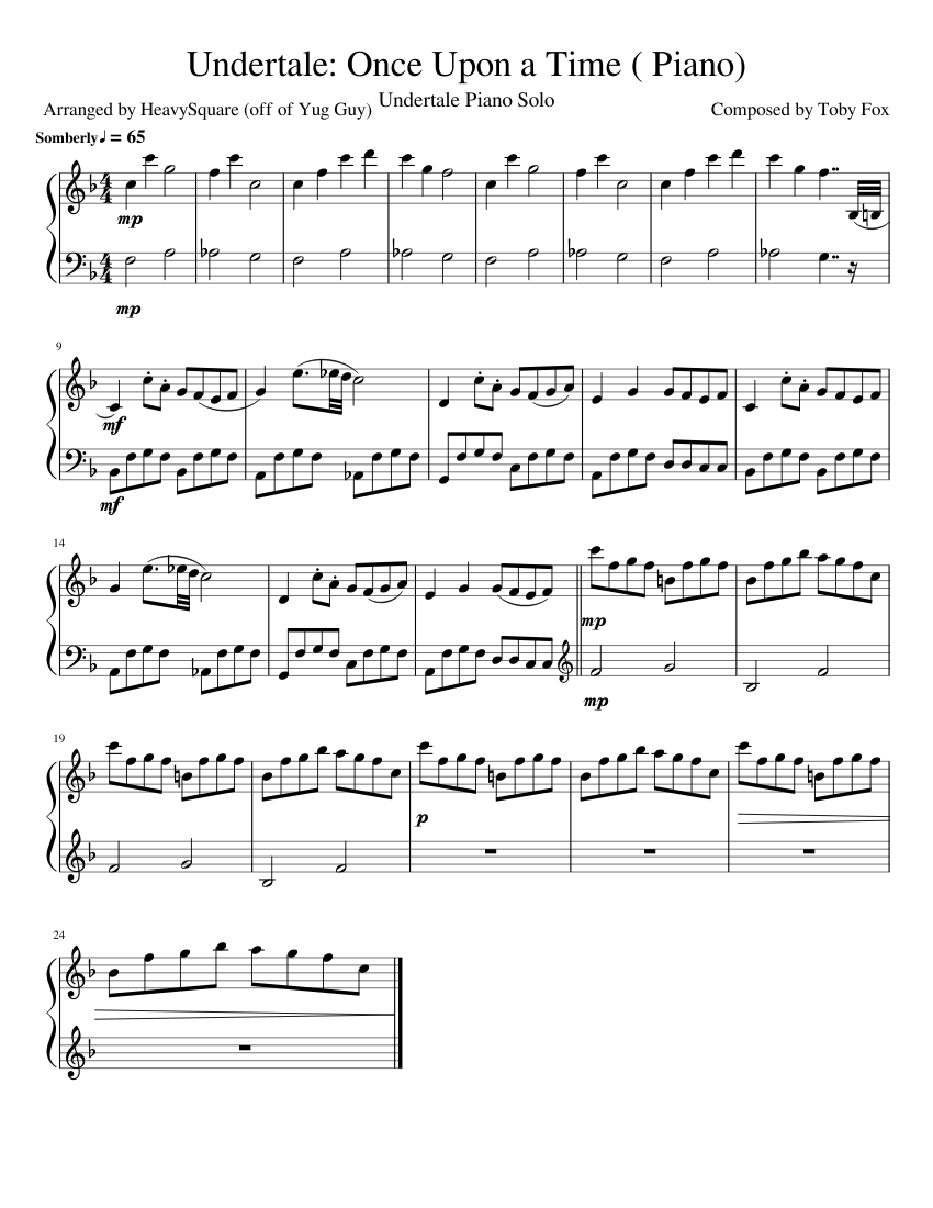 Undertale: Once Upon a Time | Piano Solo Sheet music for Piano (Solo) Easy  | Musescore.com