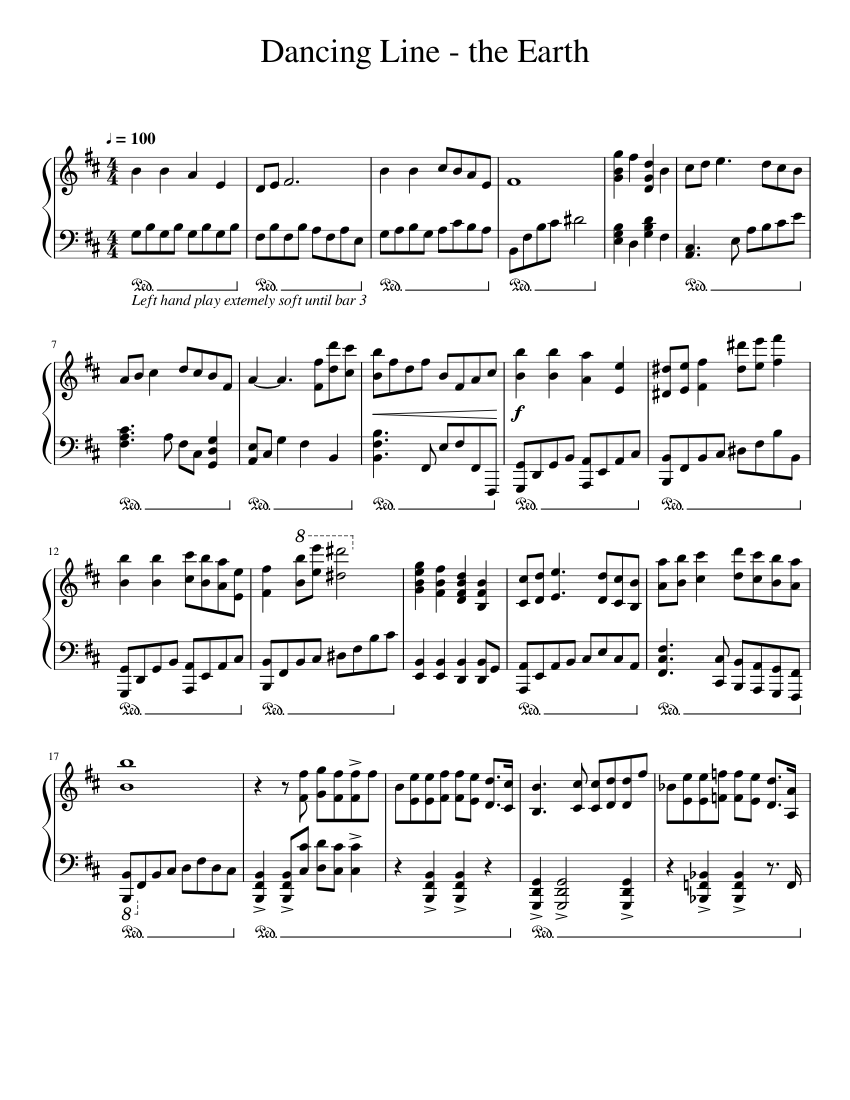 Dancing Line - the Earth Sheet music for Piano (Solo) | Musescore.com