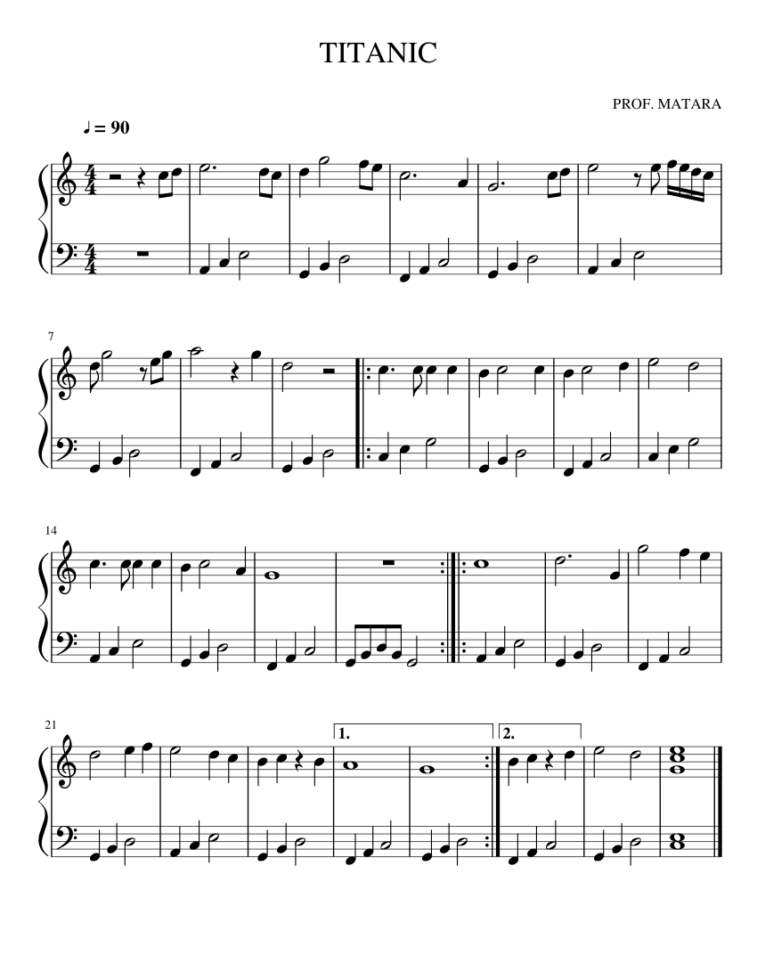 PARTITURA DE TITANIC - PIANO Sheet music for Piano (Solo) | Musescore.com
