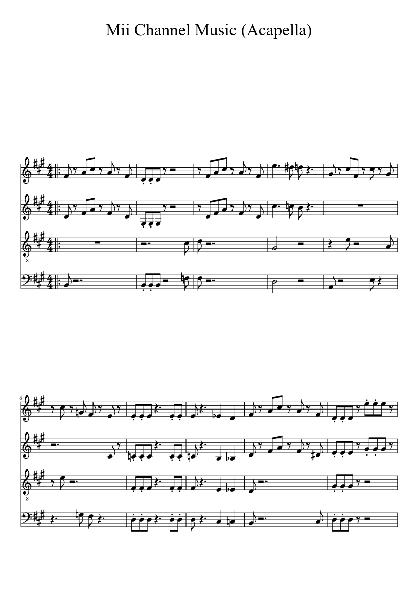 Mii Channel Music (Acapella) Sheet music for Guitar (Mixed Quartet) |  Musescore.com