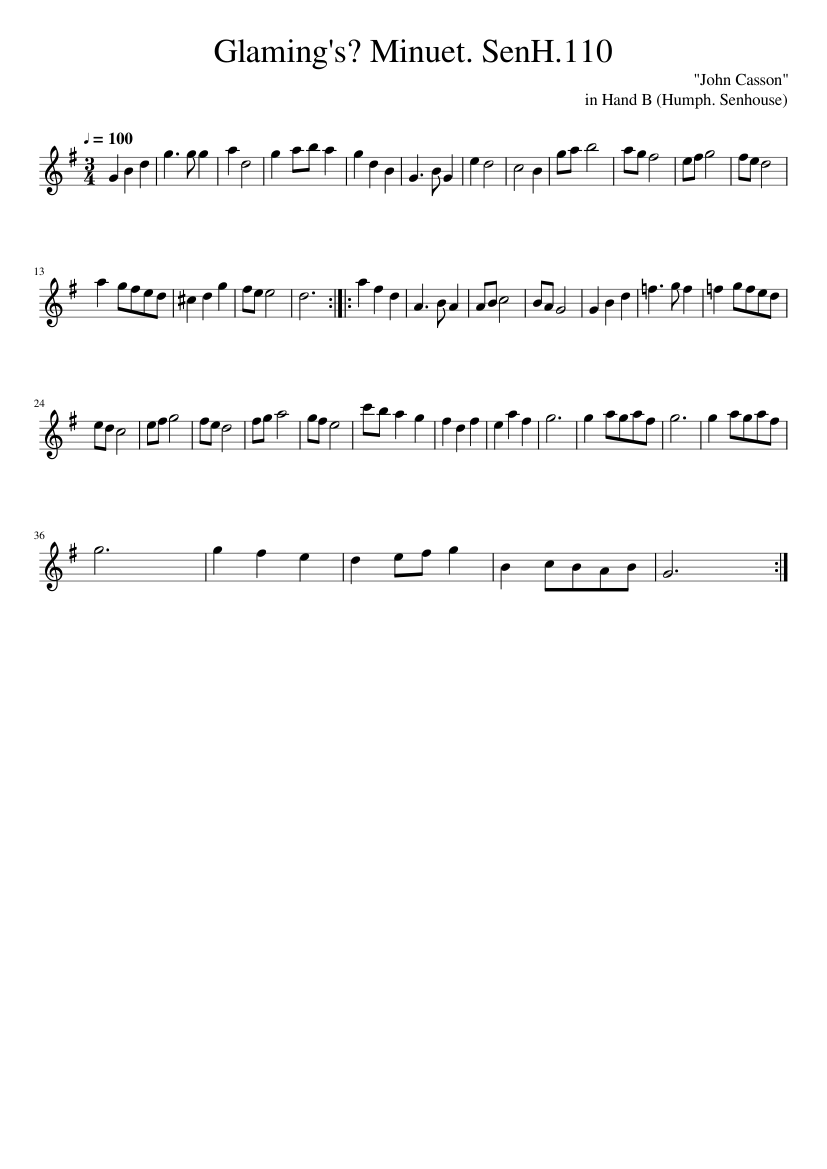 Glaming's? Minuet. SenH.110