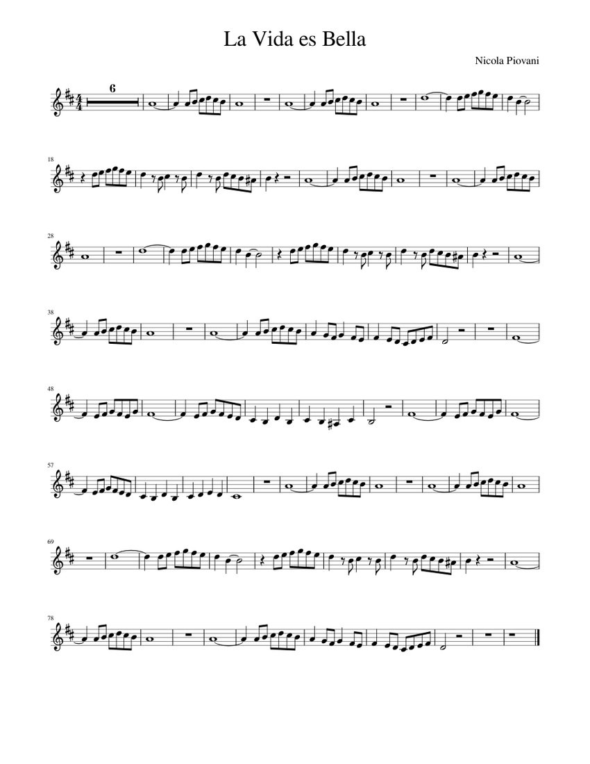 La Vida es Bella Sheet music for Piano (Solo) | Musescore.com