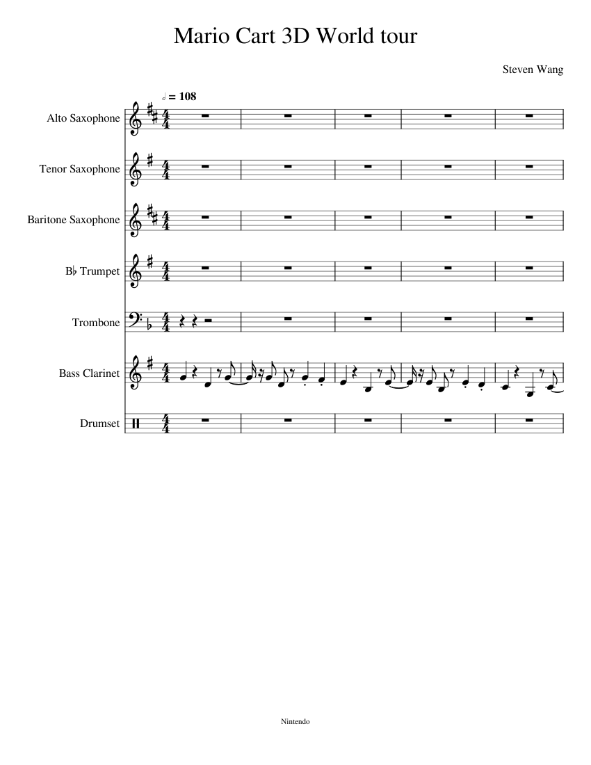 Super Mario 3D World Theme Sheet music for Trumpet (In B Flat ...