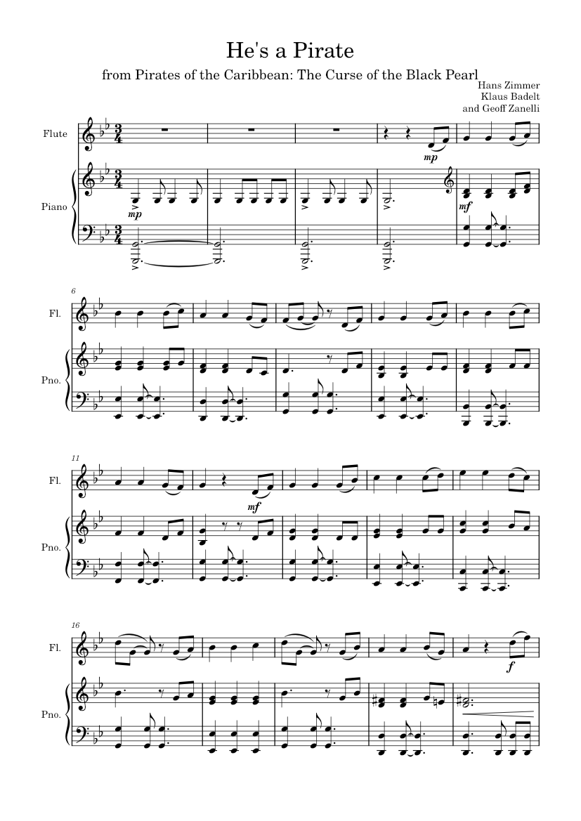 He s A Pirate Flute And Piano Sheet Music For Piano Flute Solo He s A Pirate Flute And Piano Sheet Music For Piano Flute Solo