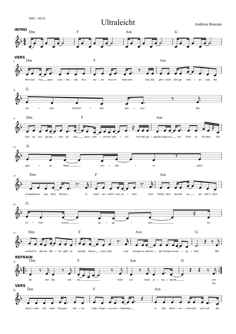 Ultraleicht Sheet music for Piano (Solo) | Musescore.com