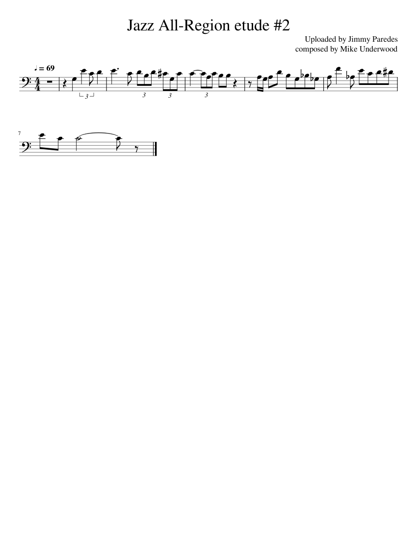 Jazz All-Region etude #2 Sheet music for Trombone (Solo) | Musescore.com