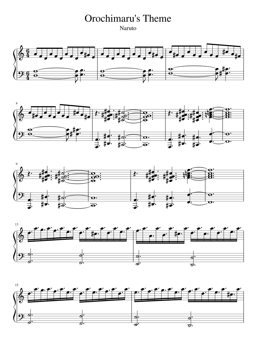 Naruto - Orochimaru's Theme Sheet music for Organ (Solo) | Musescore.com