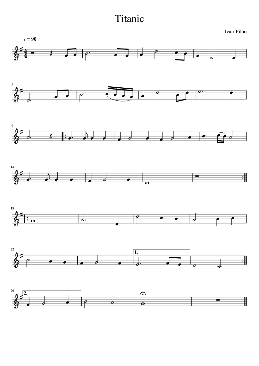 titanic theme song flute sheet musdic free