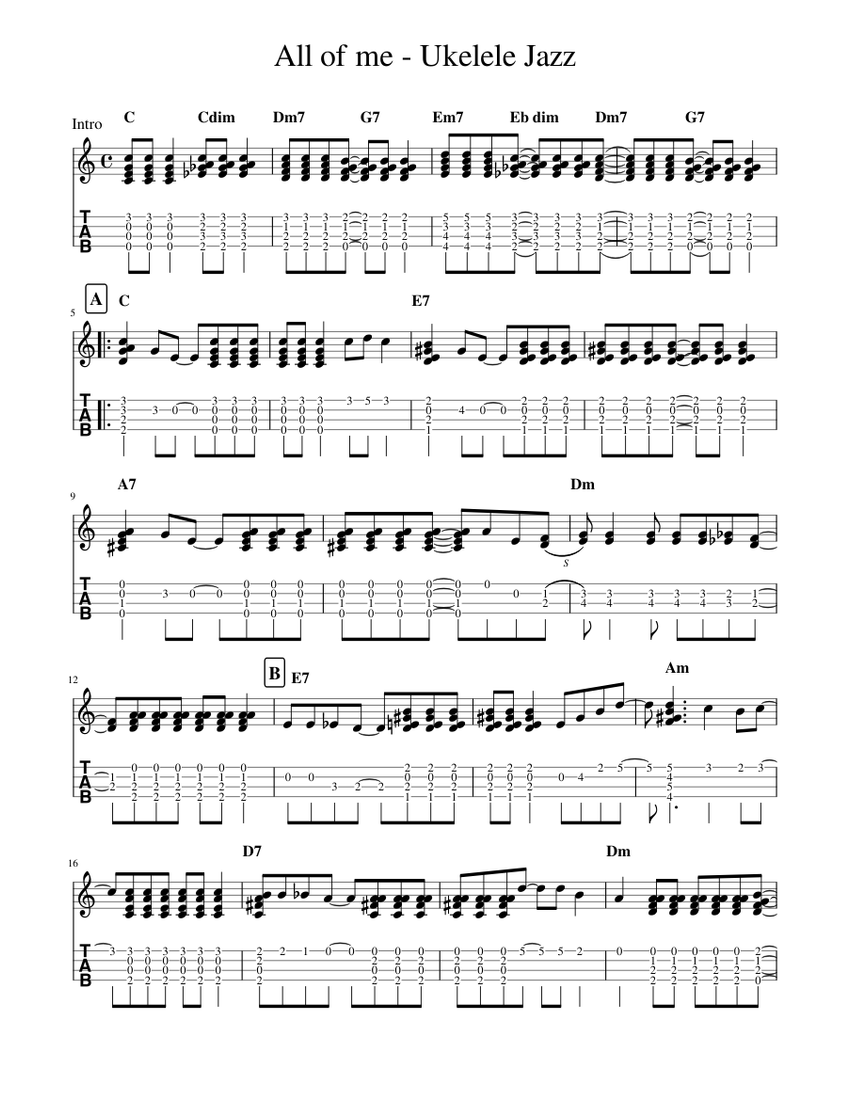 All of me Ukelele Jazz Sheet music for Ukulele (Solo) | Musescore.com
