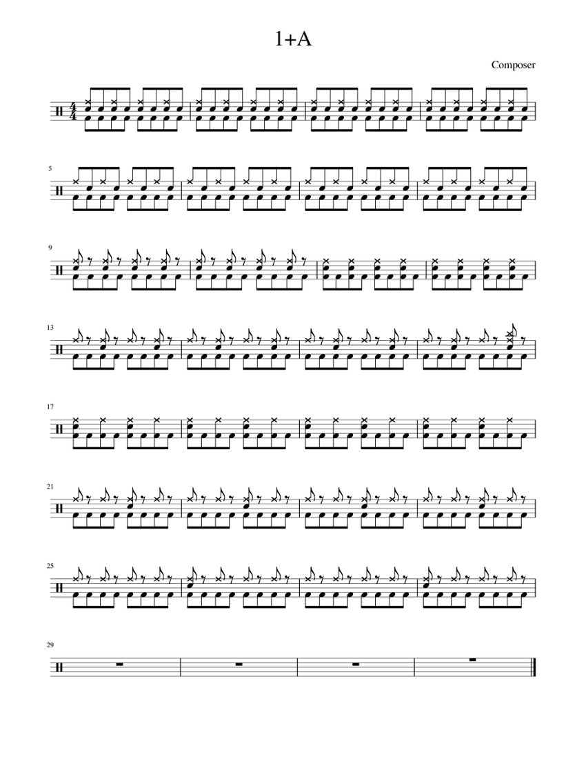 1+A Sheet music for Drum group (Solo) | Musescore.com
