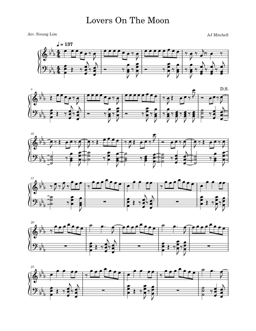 Lovers On The Moon Sheet music for Piano (Solo) | Musescore.com