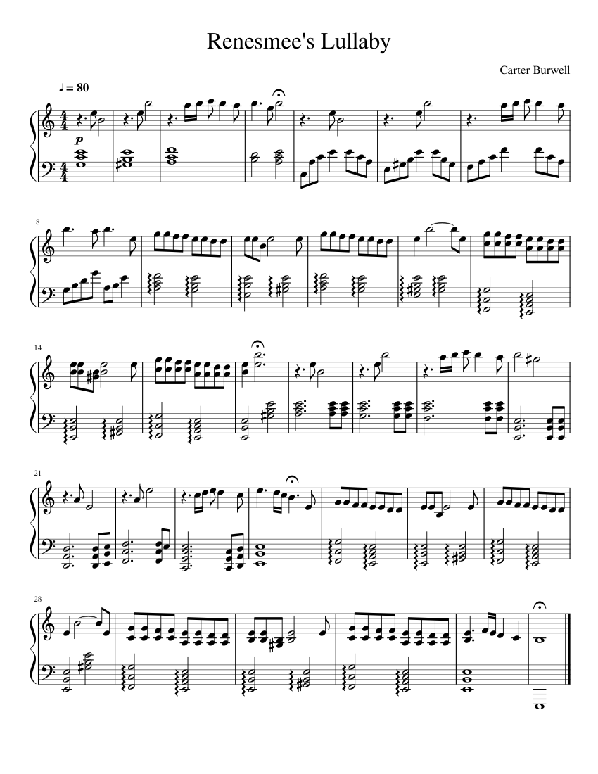Renesmee's Lullaby (from Twilight) Sheet music for Piano (Solo) |  Musescore.com