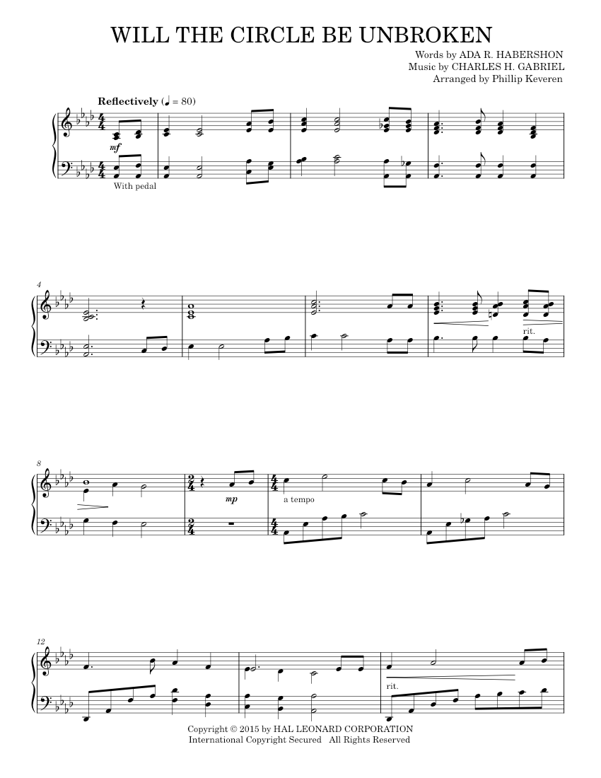 Play Official version of Will The Circle Be Unbroken Sheet Music by Ada ...