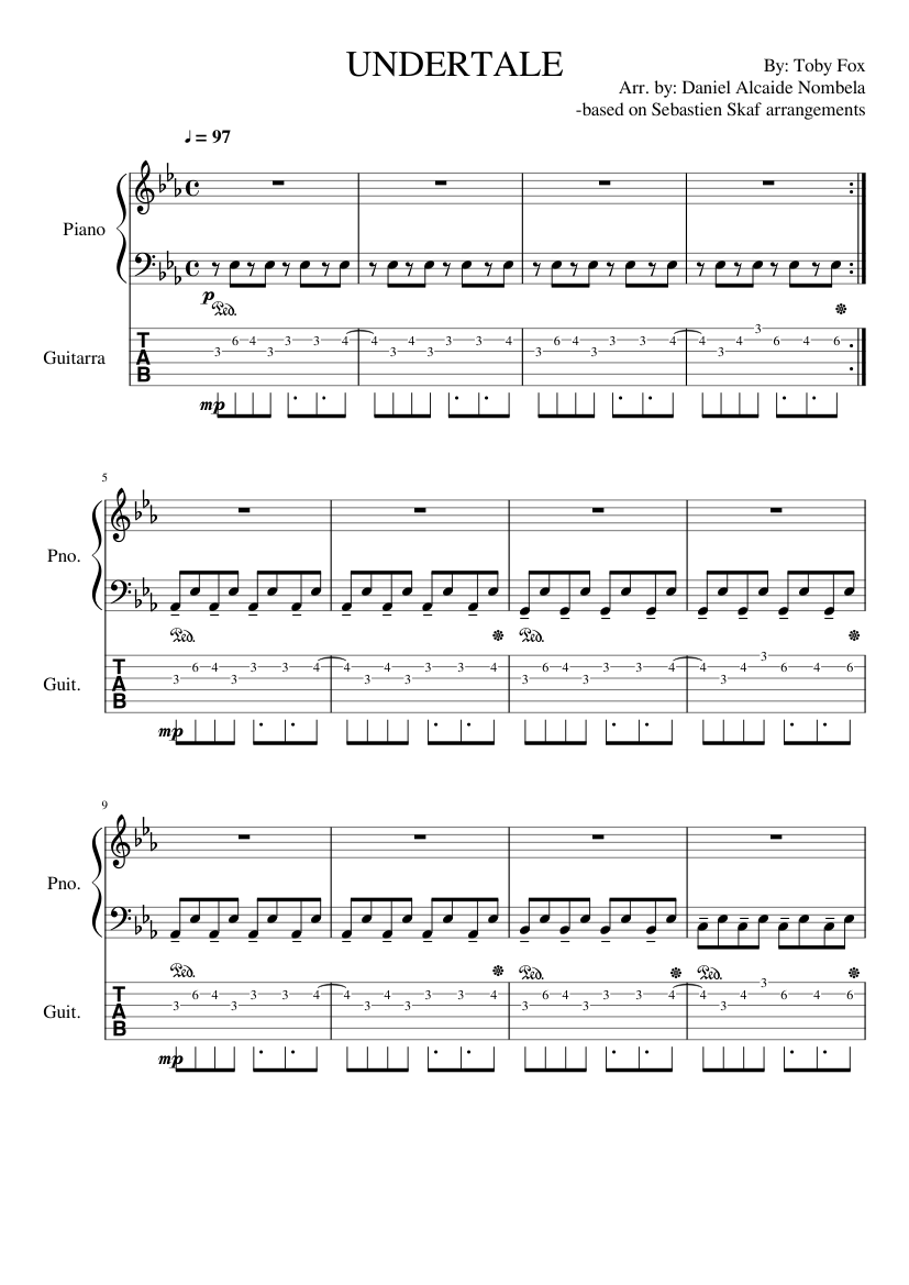 guitar notes on piano