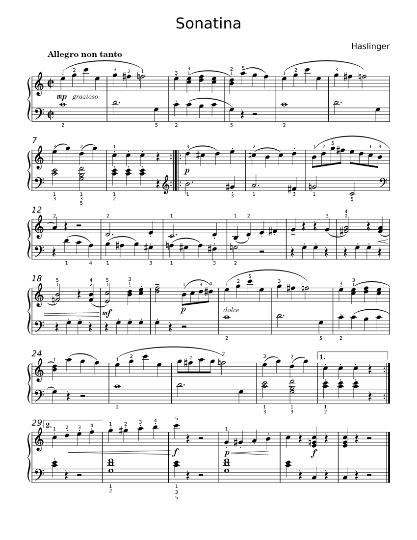 Violin Sonatina in C major, MJ 10 - Tobias Haslinger Sheet Music for ...