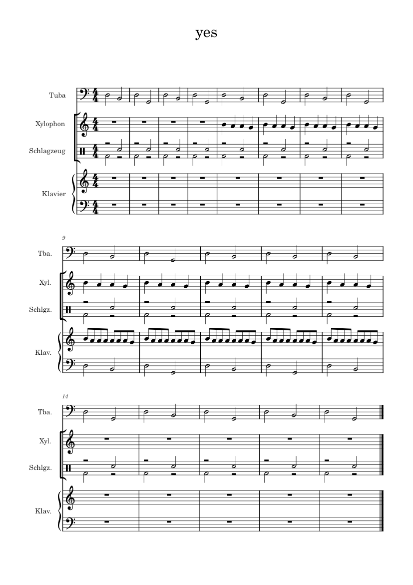 bam bam Sheet music for Piano, Tuba, Drum group, Xylophone (Mixed ...