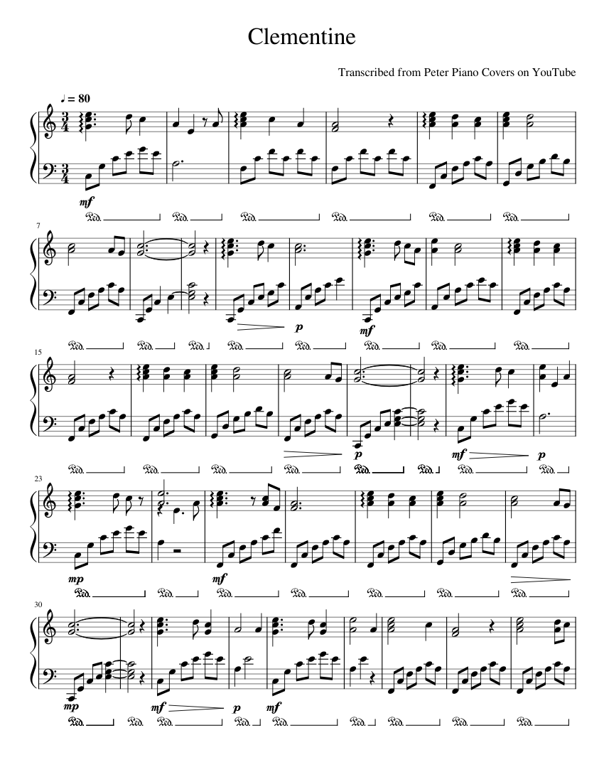 Clementine Sheet music for Piano (Solo) | Musescore.com