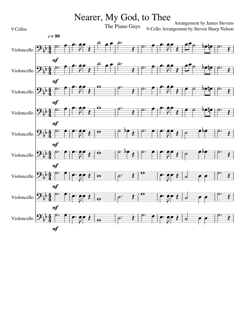 Nearer, My God, to Thee Sheet music for Cello (String Ensemble) |  Musescore.com