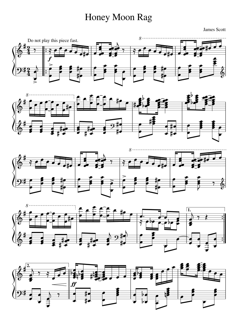 Honey Moon Rag Sheet music for Piano (Solo) | Musescore.com