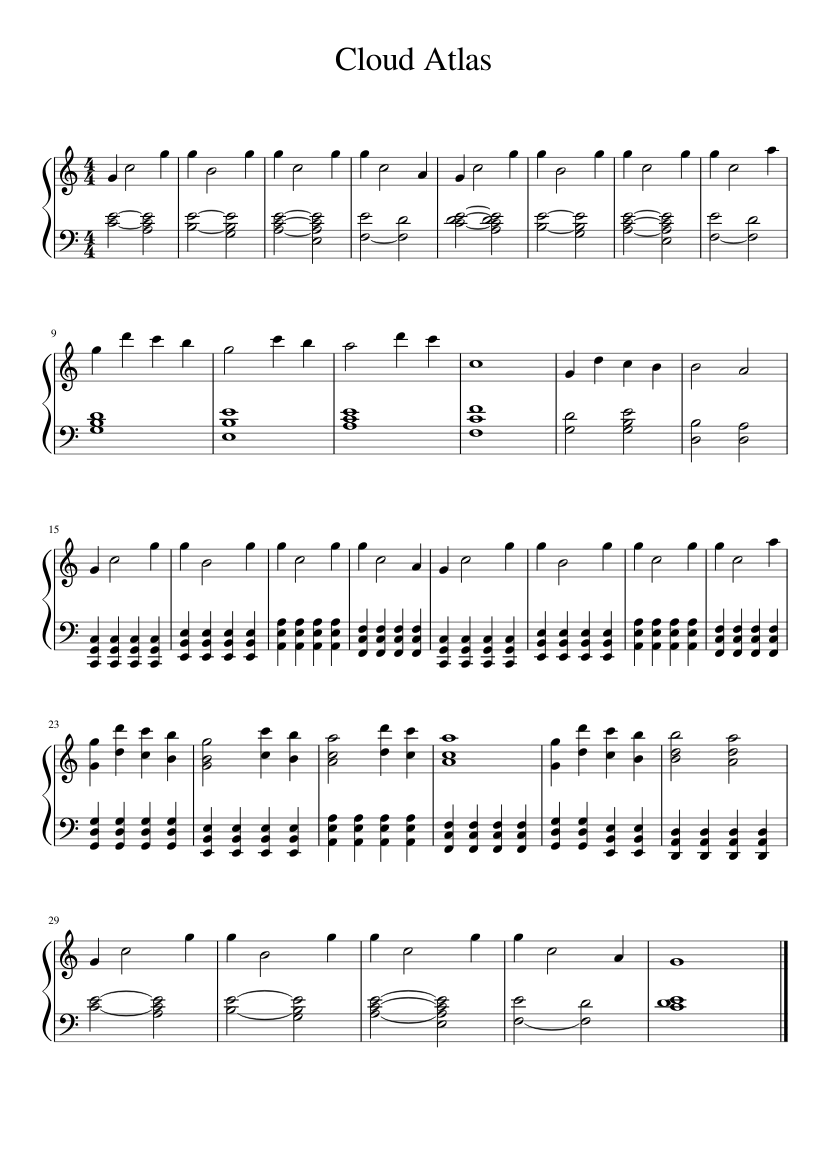Cloud Atlas Sheet music for Piano (Solo) | Musescore.com