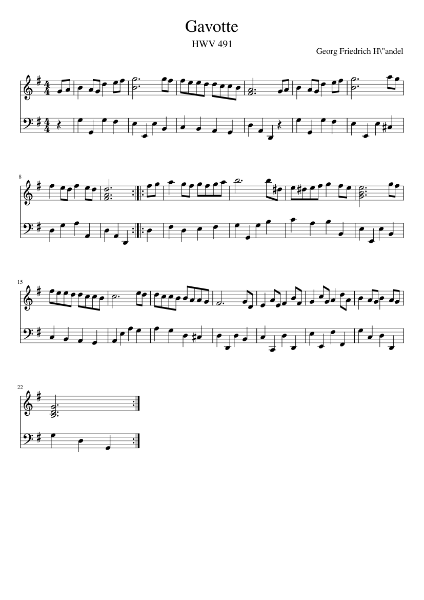Gavotte in G major HWV 491