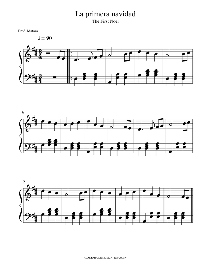 La primera navidad melodía y acompañamiento en piano Sheet music for Piano  (Solo) | Musescore.com