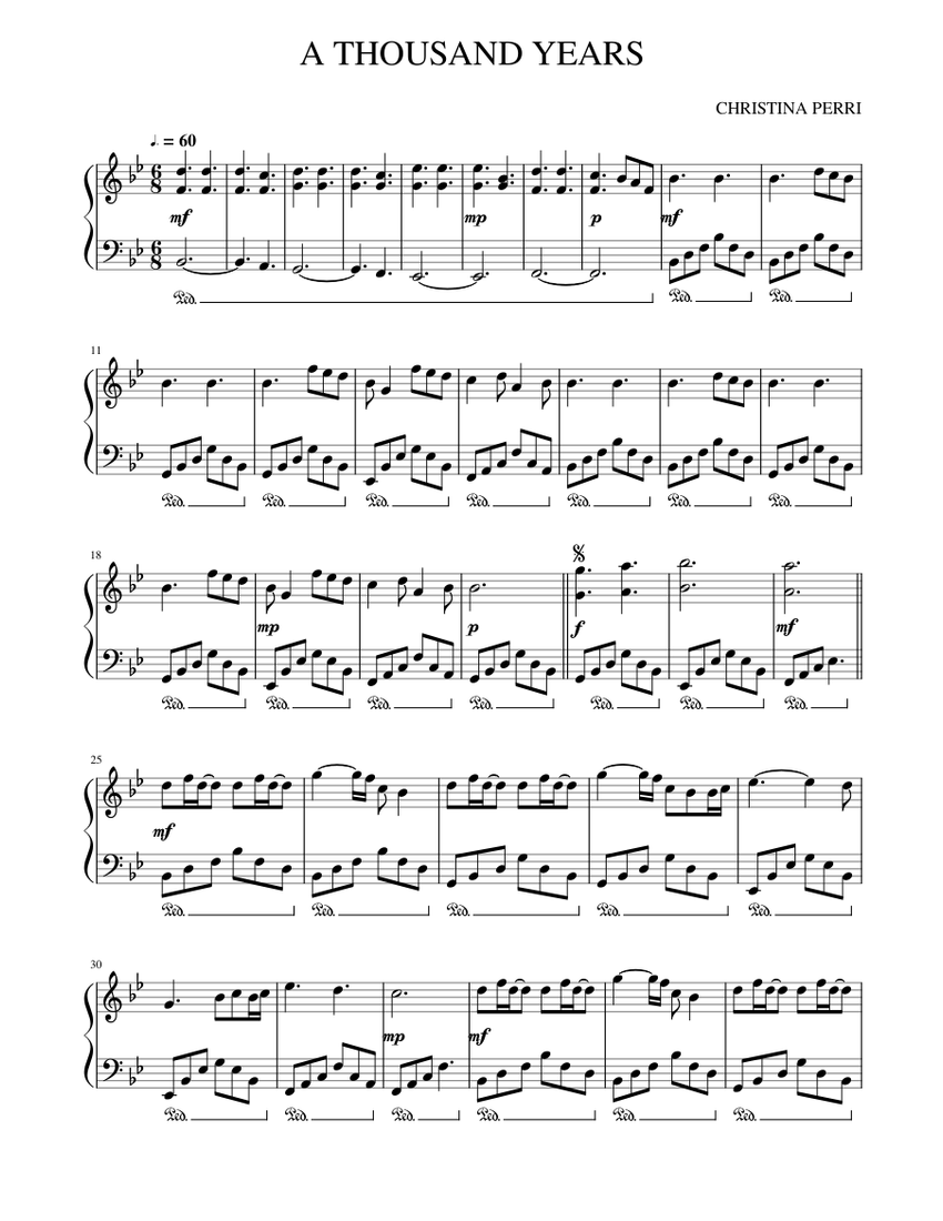 A_THOUSAND_YEARS Sheet music for Piano (Solo) Easy