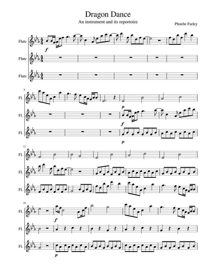 Dragon Dance Sheet Music For Flute (Mixed Trio) | Musescore.com