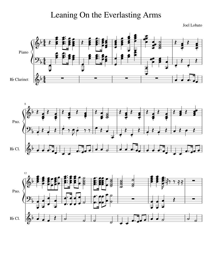 Leaning On the Everlasting Arms Sheet music for Piano, Clarinet in b-flat  (Solo) | Musescore.com