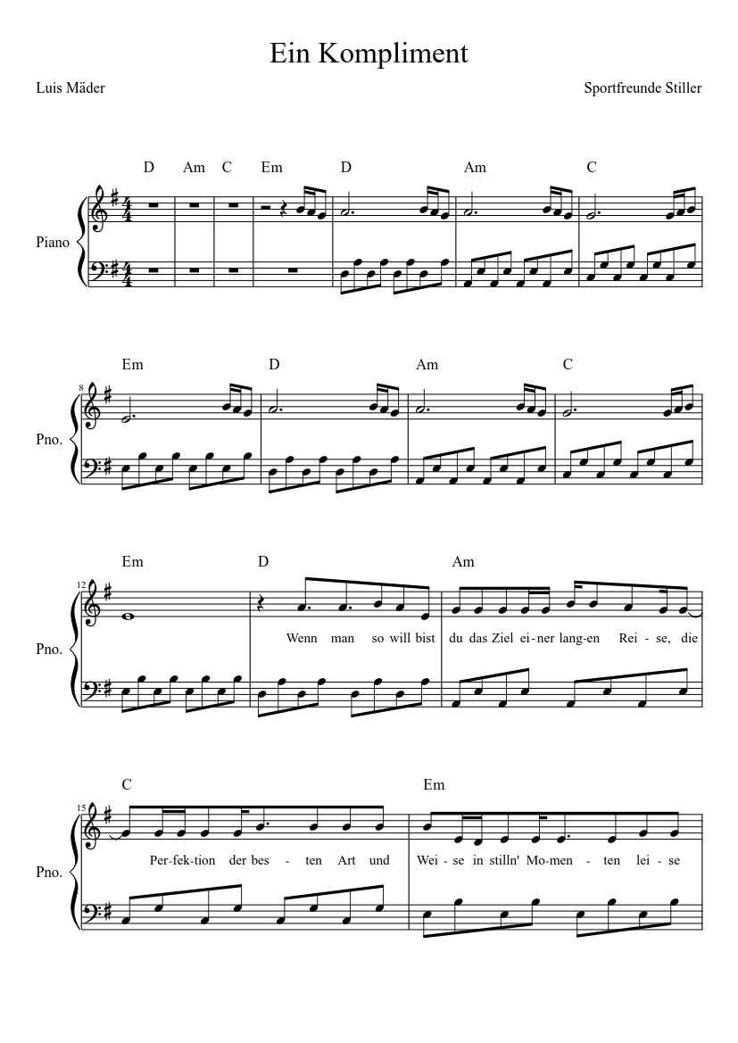 Ein Kompliment Sheet music for Piano (Solo) Easy | Musescore.com