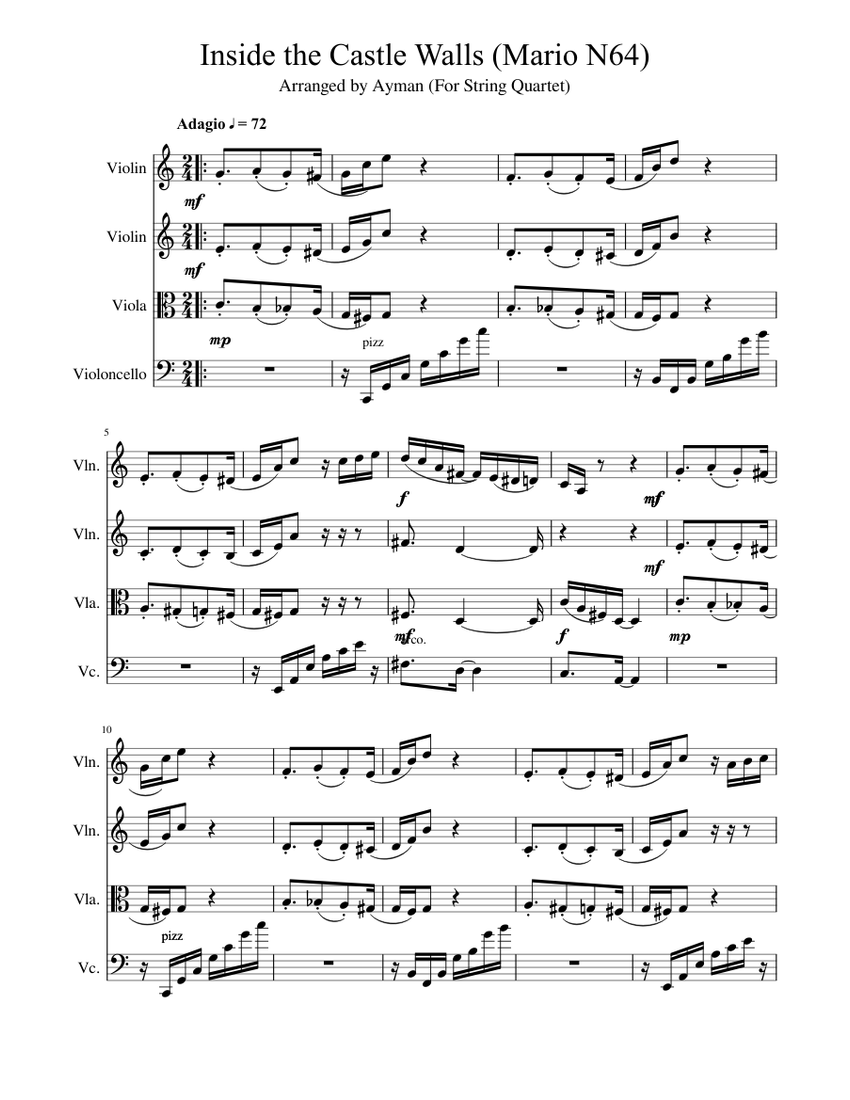 Inside the Castle walls (Super mario 64) Sheet music for Violin, Viola ...