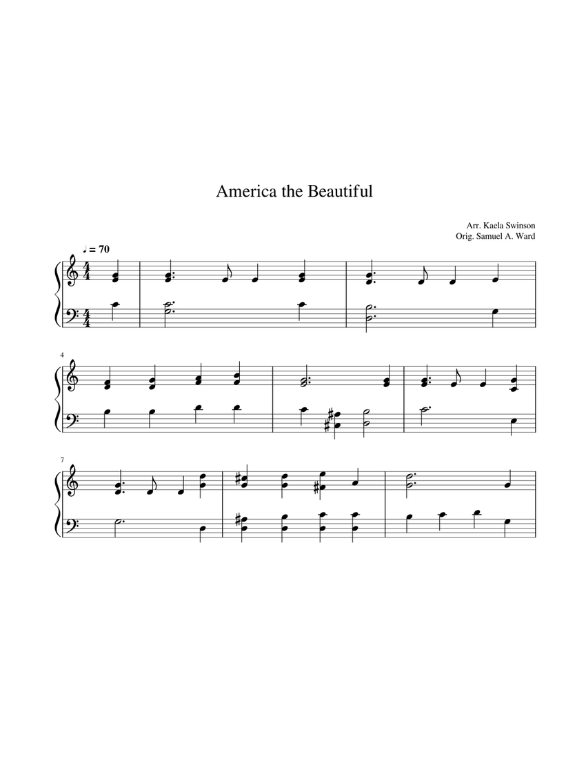 America the Beautiful Sheet music for Piano (Solo) | Musescore.com