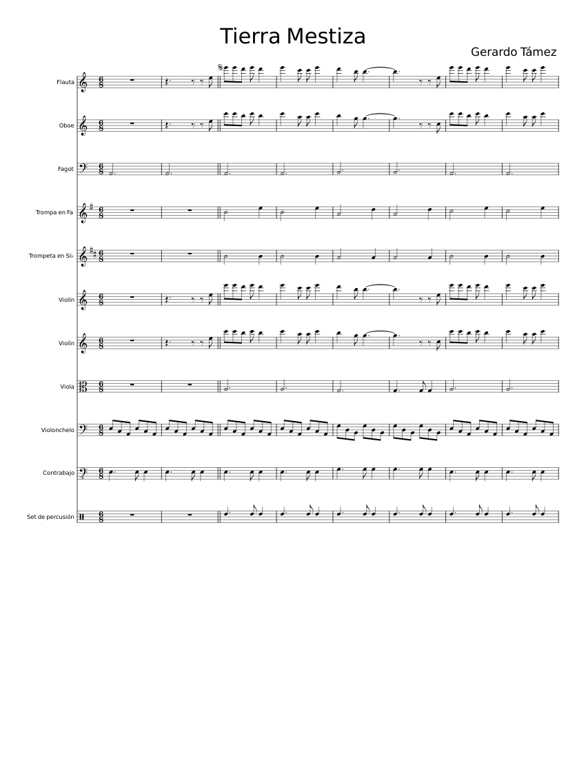 Tierra Mestiza Gerardo Támez Sheet Music For Flute Oboe Bassoon French Horn And More