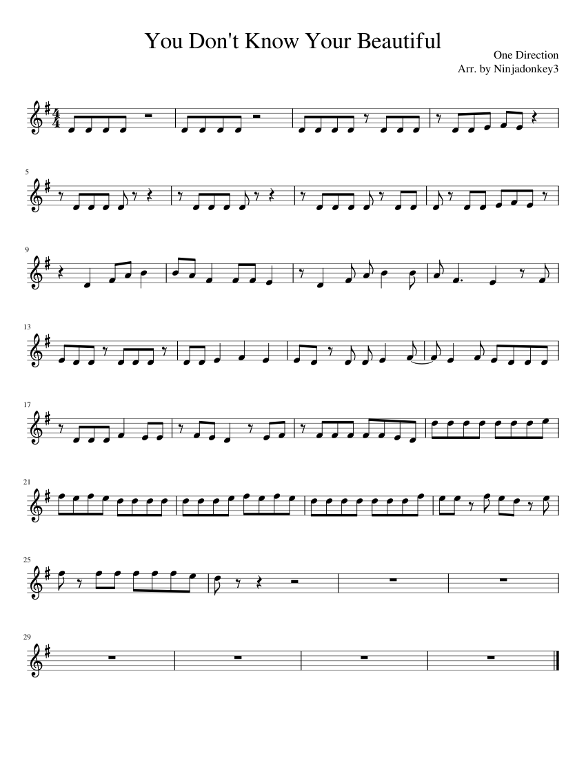 You Don T Know You Re Beautiful Sheet Music For Piano Solo Musescore Com