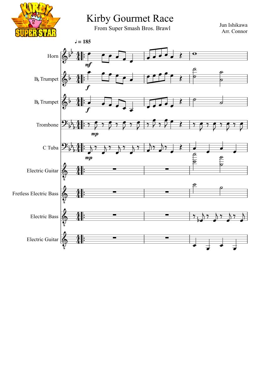 Kirby Gourmet Race Sheet music for Trombone, Tuba (Brass Duet ...