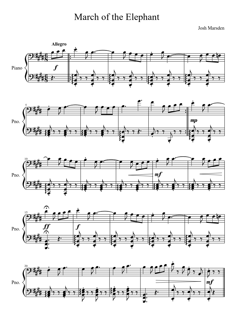 March of the Elephant Sheet music for Piano (Solo) | Musescore.com