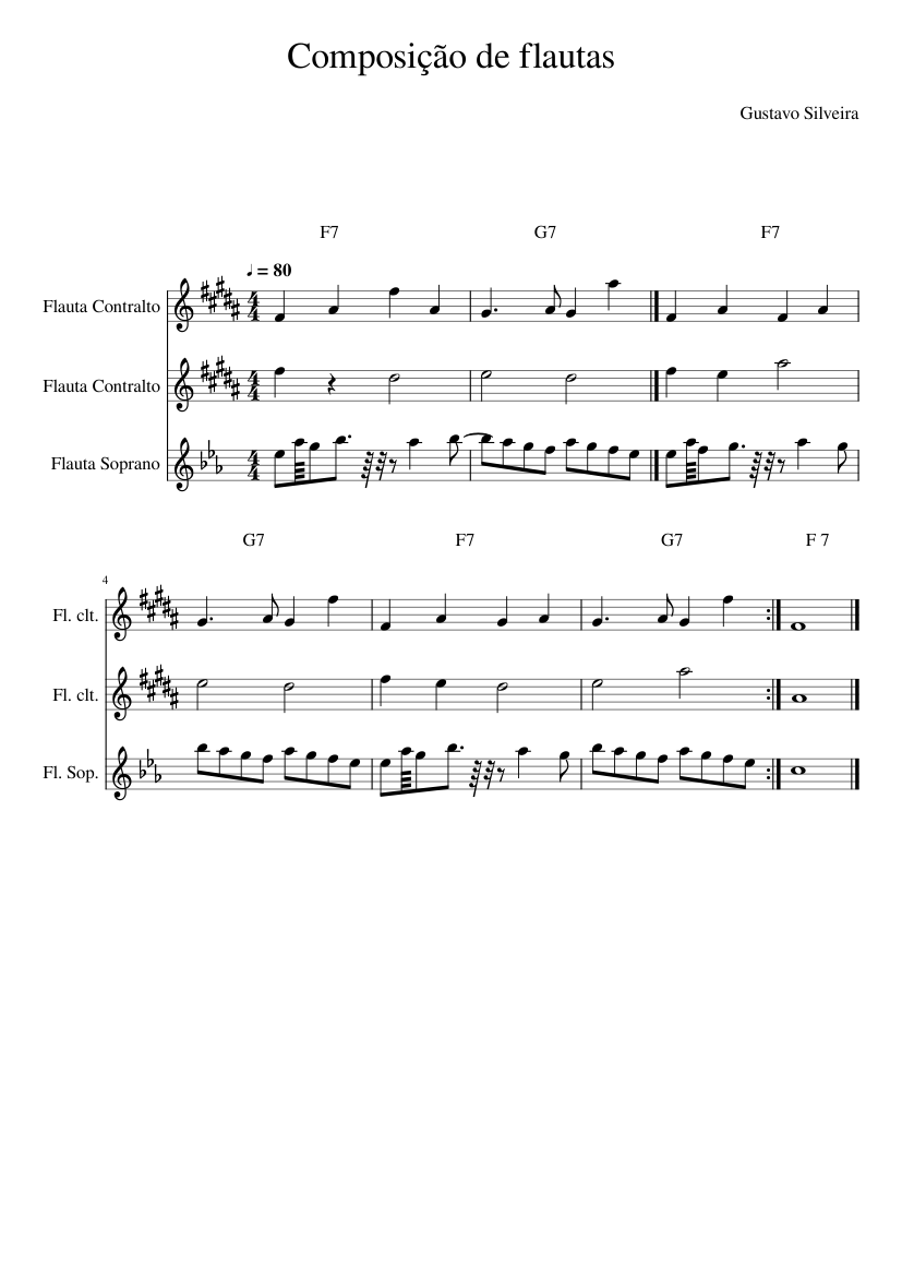 Composição de flautas Sheet music for Flute, Flute (Alto) (Mixed Trio) |  Musescore.com