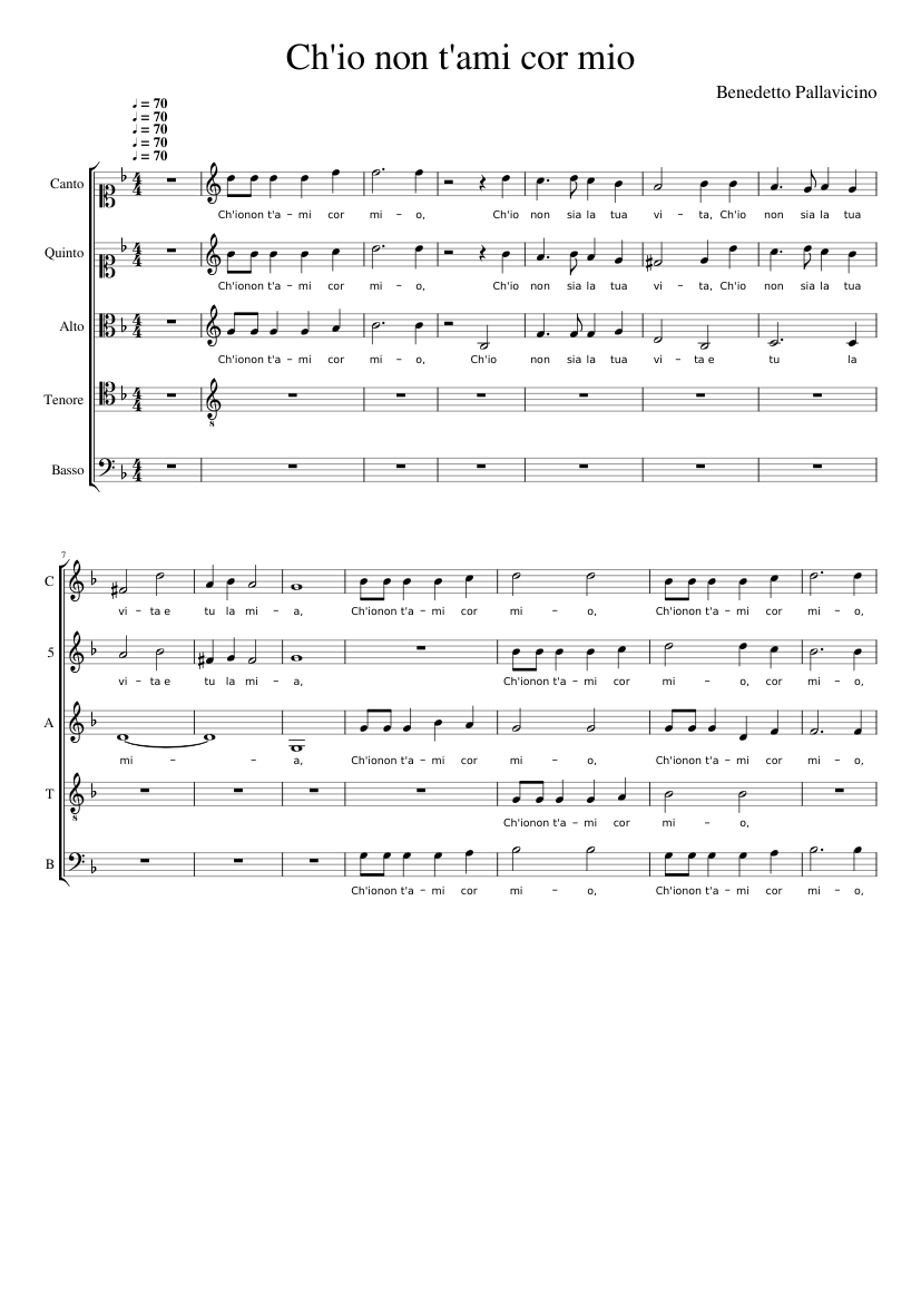 Ch'io non t'ami cor mio