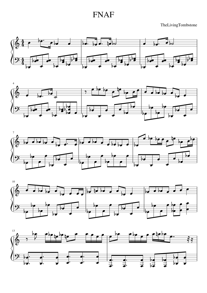 Five Nights At Freddy's Song Sheet music for Piano (Solo) | Musescore.com