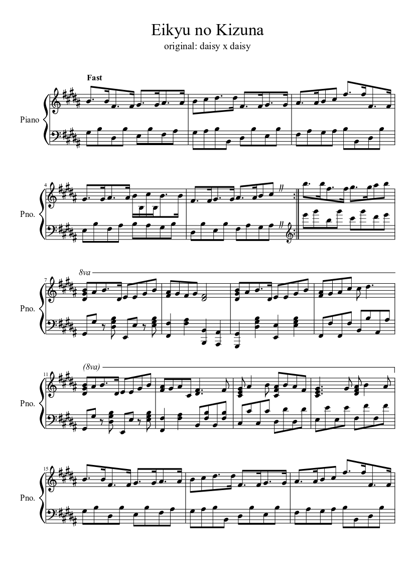 Eikyu No Kizuna Sheet Music For Piano Solo Musescore Com