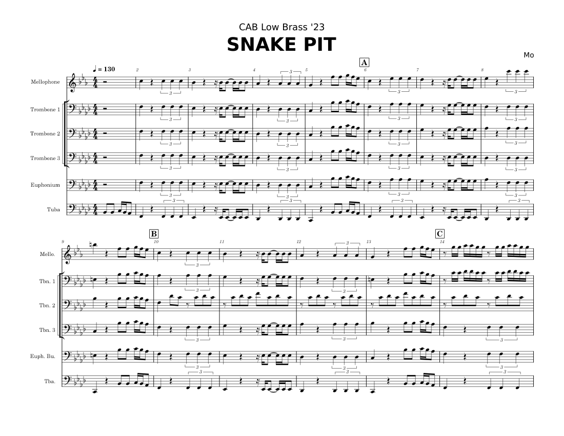 Snake Pit Sheet music for Trombone, Tuba, French horn (Mixed Ensemble ...