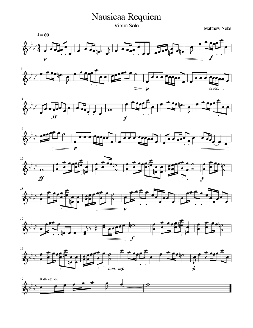 Nausicaa Requiem Sheet music for Violin (Solo) | Musescore.com