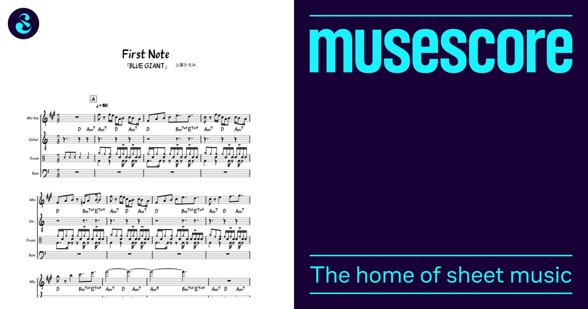 First Note Sheet music for Saxophone alto, Guitar, Bass guitar, Drum