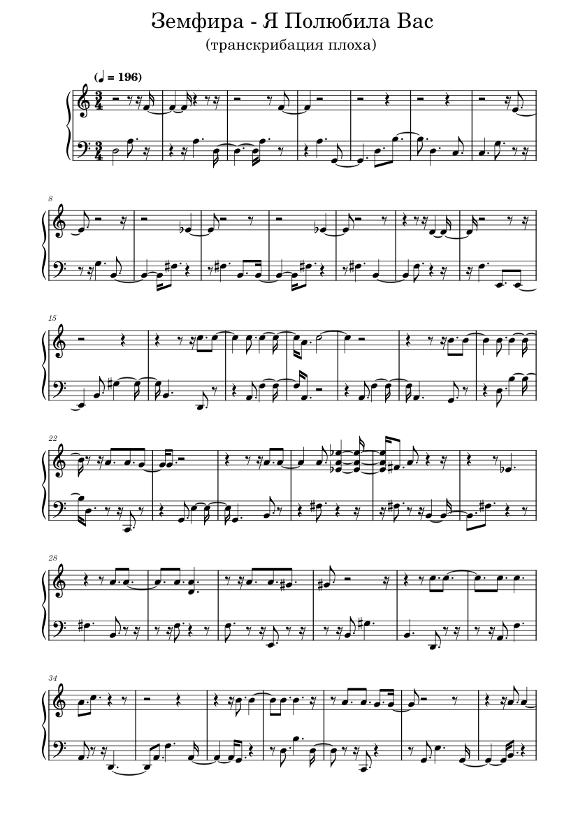 Земфира - Я Полюбила Вас Sheet Music For Piano (Solo) | Musescore.Com