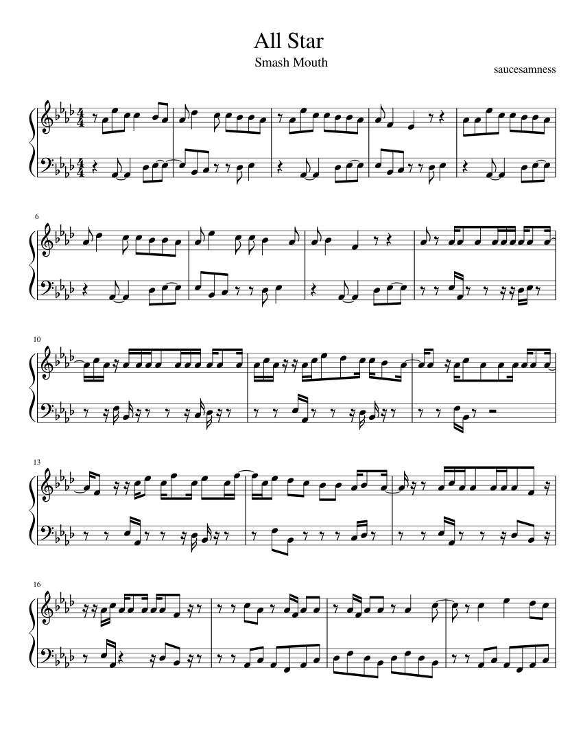 All Star Sheet music for Piano (Solo) | Musescore.com