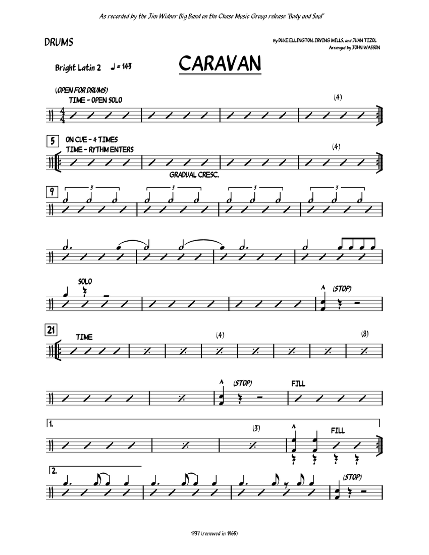 Caravan Duke Ellington / John Wasson Sheet music for Piano (Jazz Band) Easy