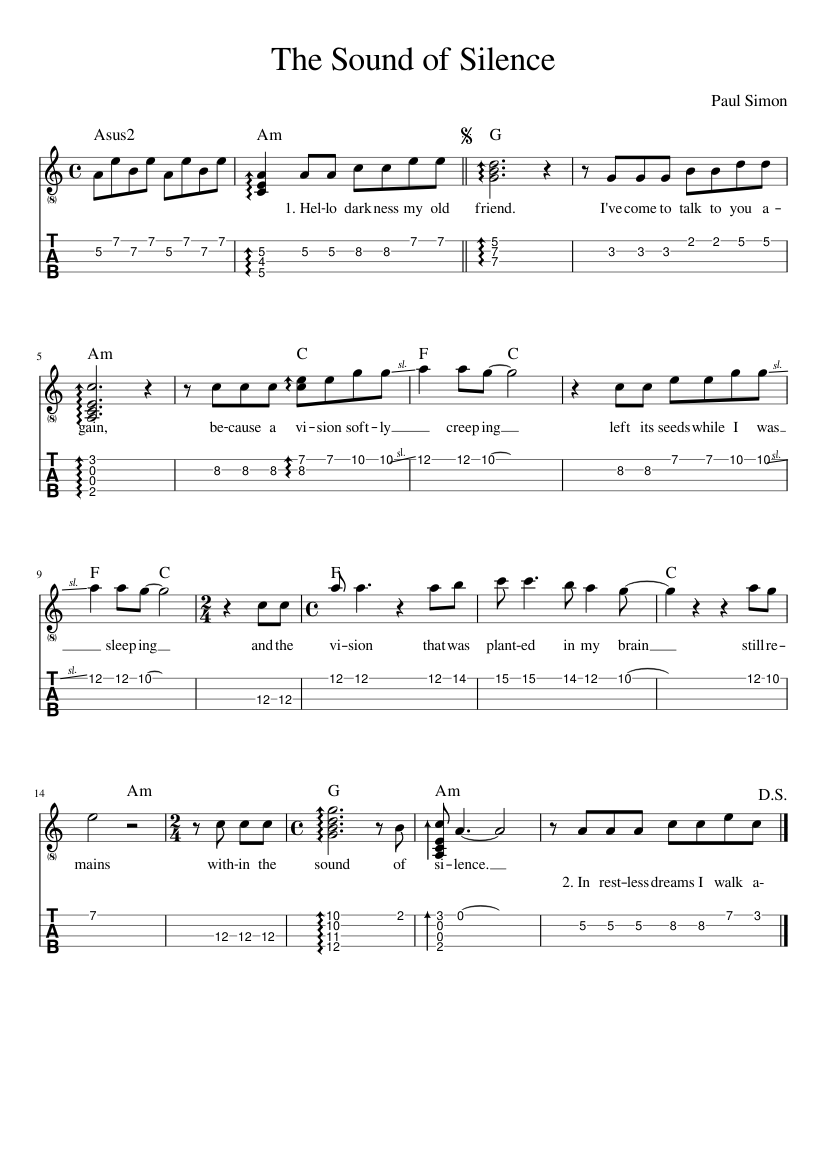 The Sound of Silence for Ukulele Sheet music for Ukulele (Solo) |  Musescore.com